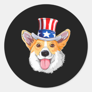 Schattige Corgi Huisdieren Honden 4 Juli Amerikaan Ronde Sticker