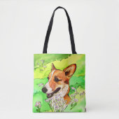 Schattige Corgi in een bloemenveld Waterverf Tote Bag (Voorkant)