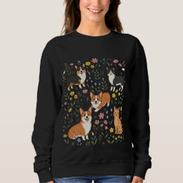 Schattige Corgi Kat Wilde Bloem Trui