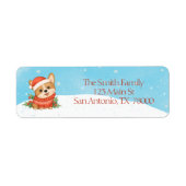 Schattige Corgi Kerst Retouradres Etiket (Voorkant)