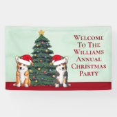 Schattige Corgi Kerstboom gepersonaliseerd feest Spandoek (Horizontaal)