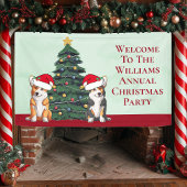 Schattige Corgi Kerstboom gepersonaliseerd feest Spandoek