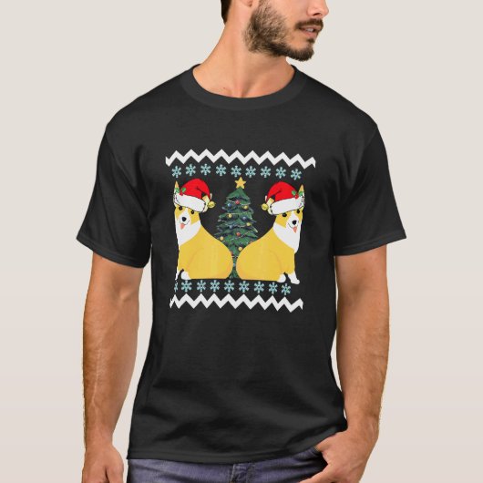 Schattige Corgi Kerstman Kerstmis T-shirt (Voorkant)