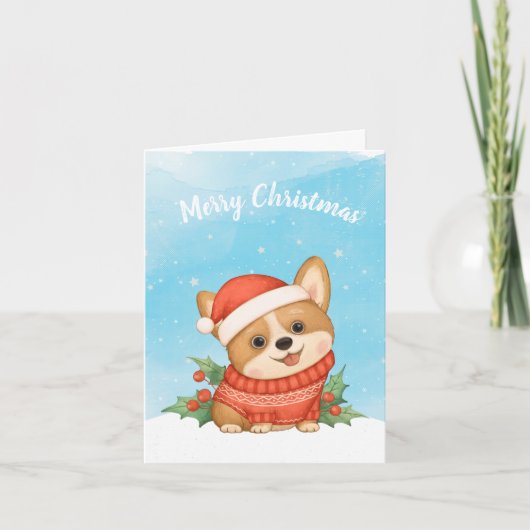 Schattige Corgi Kerstmis Feestdagen Kaart (Voorkant)