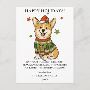 Schattige Corgi Lelijke Rendier Trui Kerstmis Feestdagenkaart