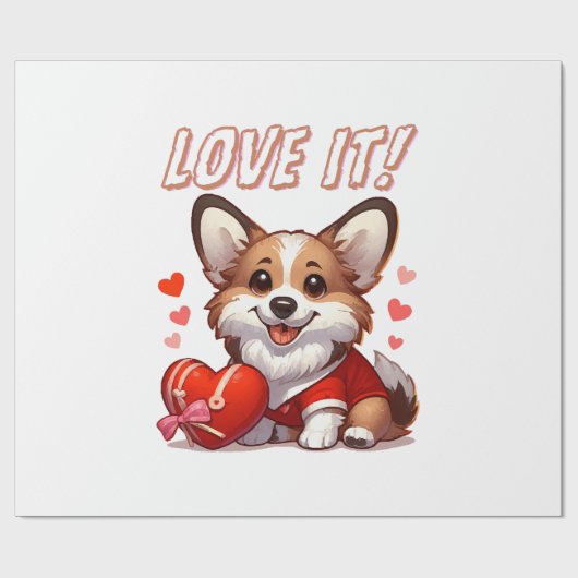 Schattige Corgi Liefde Cadeaupapier (Vlak)