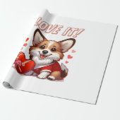 Schattige Corgi Liefde Cadeaupapier (Uitgerold)
