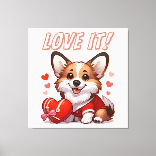 Schattige Corgi Liefde Canvas Afdruk (Voorkant)