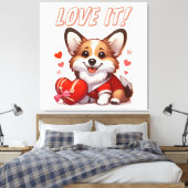Schattige Corgi Liefde Canvas Afdruk (Insitu (Slaapkamer))