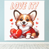 Schattige Corgi Liefde Canvas Afdruk (Insitu (Houten vloer))