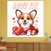 Schattige Corgi Liefde Canvas Afdruk (Insitu (Woonkamer))
