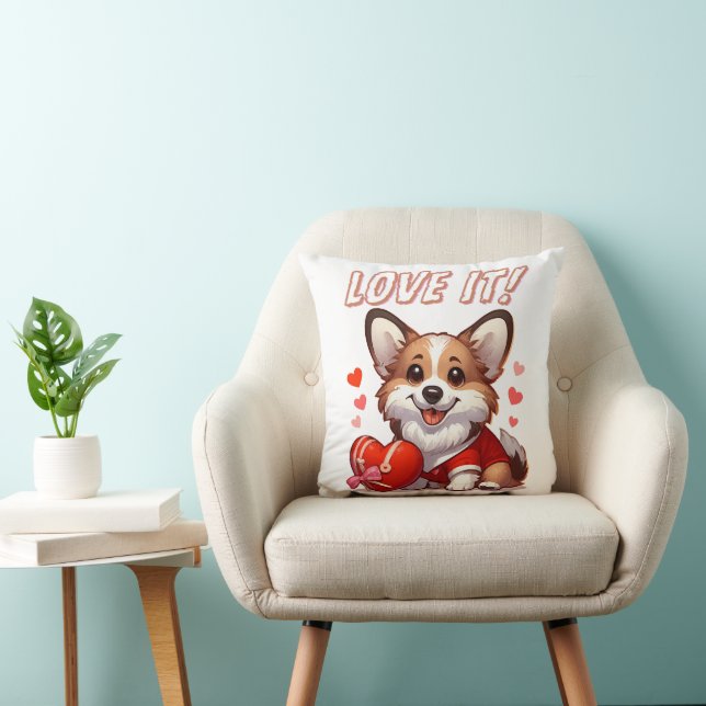 Schattige Corgi Liefde Kussen (Stoel)