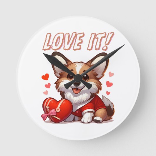Schattige Corgi Liefde Ronde Klok (Voorkant)