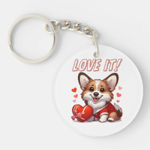 Schattige Corgi Liefde Sleutelhanger
