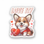 Schattige Corgi Liefde Sticker (Voorkant)