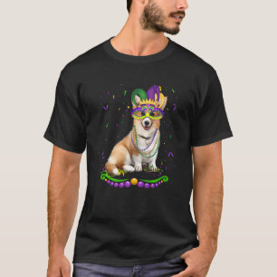 Schattige Corgi met Carnavalsmasker Mardi Gras Hon T-shirt