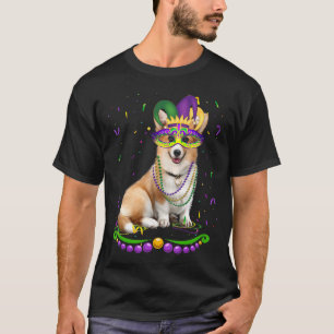 Schattige Corgi met Carnavalsmasker Mardi Gras Hon T-shirt