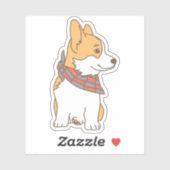 Schattige Corgi met Gingham Checkered Bandana Sticker (Vel)