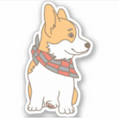 Schattige Corgi met Gingham Checkered Bandana Sticker (Voorkant)