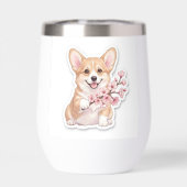 Schattige Corgi met Kersenbloesemtak (Achterkant)