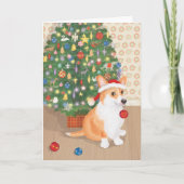 Schattige corgi met kerstboom kaart (Voorkant)