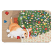 Schattige corgi met kerstboom magneet (Horizontaal)