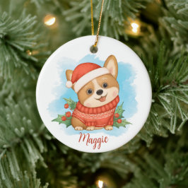 Schattige Corgi met Naam Keramisch Ornament