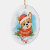 Schattige Corgi met Naam Keramisch Ornament (Rechts)