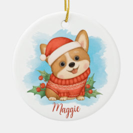 Schattige Corgi met Naam Keramisch Ornament