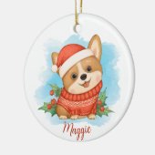 Schattige Corgi met Naam Keramisch Ornament (Links)