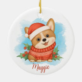 Schattige Corgi met Naam Keramisch Ornament (Achterkant)