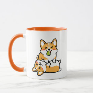 Schattige Corgi met Peer op Vermoeide Corgi Grappi Mok