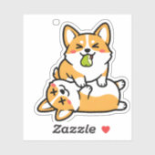 Schattige Corgi met Peer op Vermoeide Corgi Grappi Sticker (Vel)
