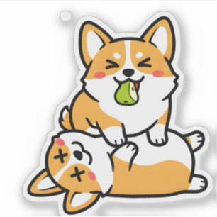 Schattige Corgi met Peer op Vermoeide Corgi Grappi Sticker