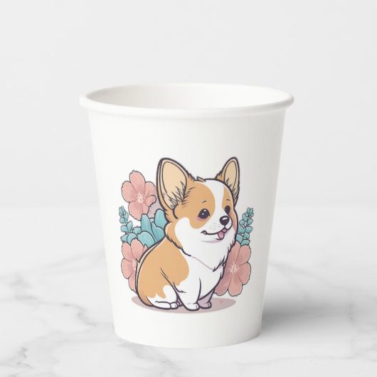 schattige corgi papieren bekers (Voorkant)