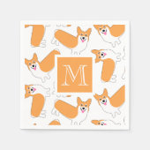 Schattige Corgi Pattern met Custom Monogram Servet (Voorkant)