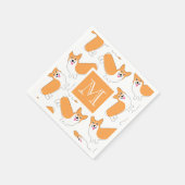 Schattige Corgi Pattern met Custom Monogram Servet (Hoek)