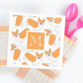 Schattige Corgi Pattern met Custom Monogram Servet