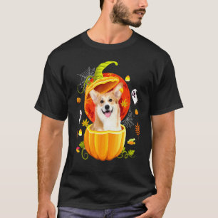 Schattige Corgi Pompoen Halloween Hond T-shirt