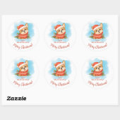 Schattige Corgi Prettig Kerstfeest Ronde Sticker (Vel)