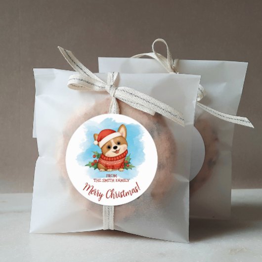 Schattige Corgi Prettig Kerstfeest Ronde Sticker