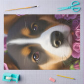 Schattige corgi-pup in roze rozen tissuepapier (Craft)
