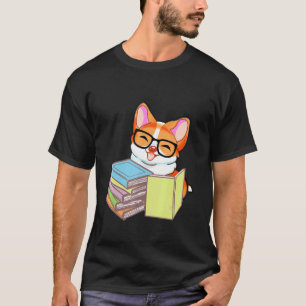 Schattige Corgi Puppy Boekenwurm Passievol Boek T-shirt