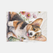 Schattige Corgi Puppy Hond Fleece Deken (Voorkant (Horizontaal))