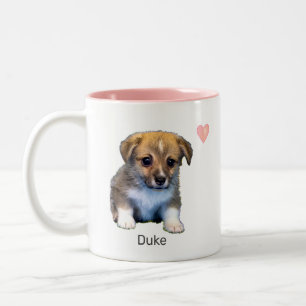 Schattige Corgi Puppy Hond & Harten Tweekleurige Koffiemok