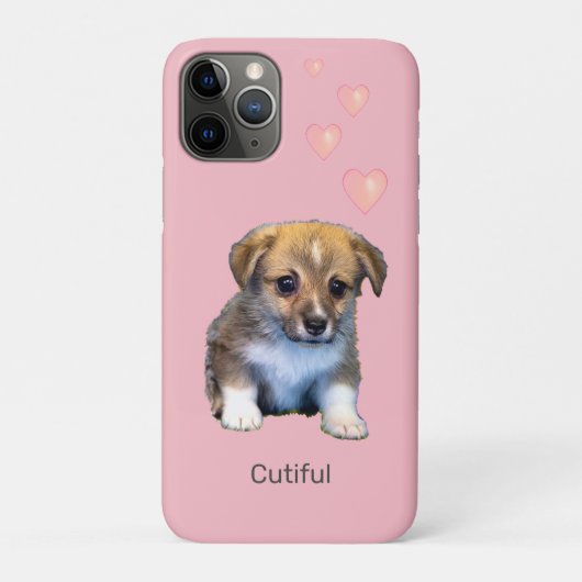 Schattige Corgi Puppy Hond & Hartjes op Roze Case-Mate iPhone Case (Achterkant)