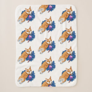 Schattige Corgi puppy kerst Sherpa Deken