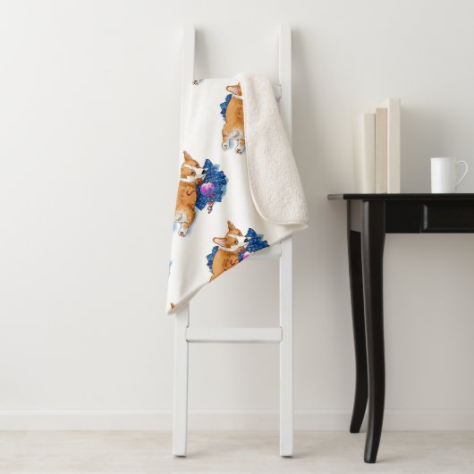 Schattige Corgi puppy kerst Sherpa Deken (In situ)