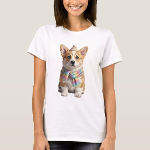 Schattige Corgi Puppy met Gebreide Mutse T-shirt