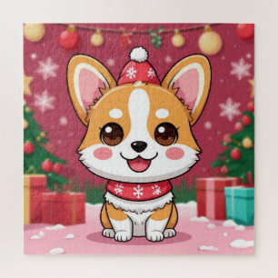 Schattige Corgi Puppy Met Kerstcadeaus Legpuzzel